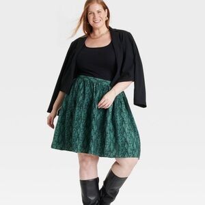 NWT AVA VIV Ruched Knit A Line Skirt